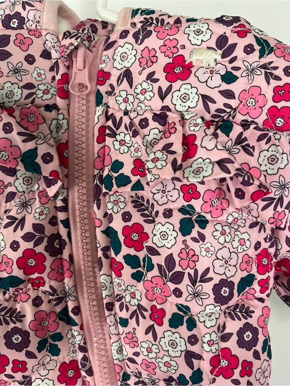 BearPaw Pink Floral Footed Baby One-Piece